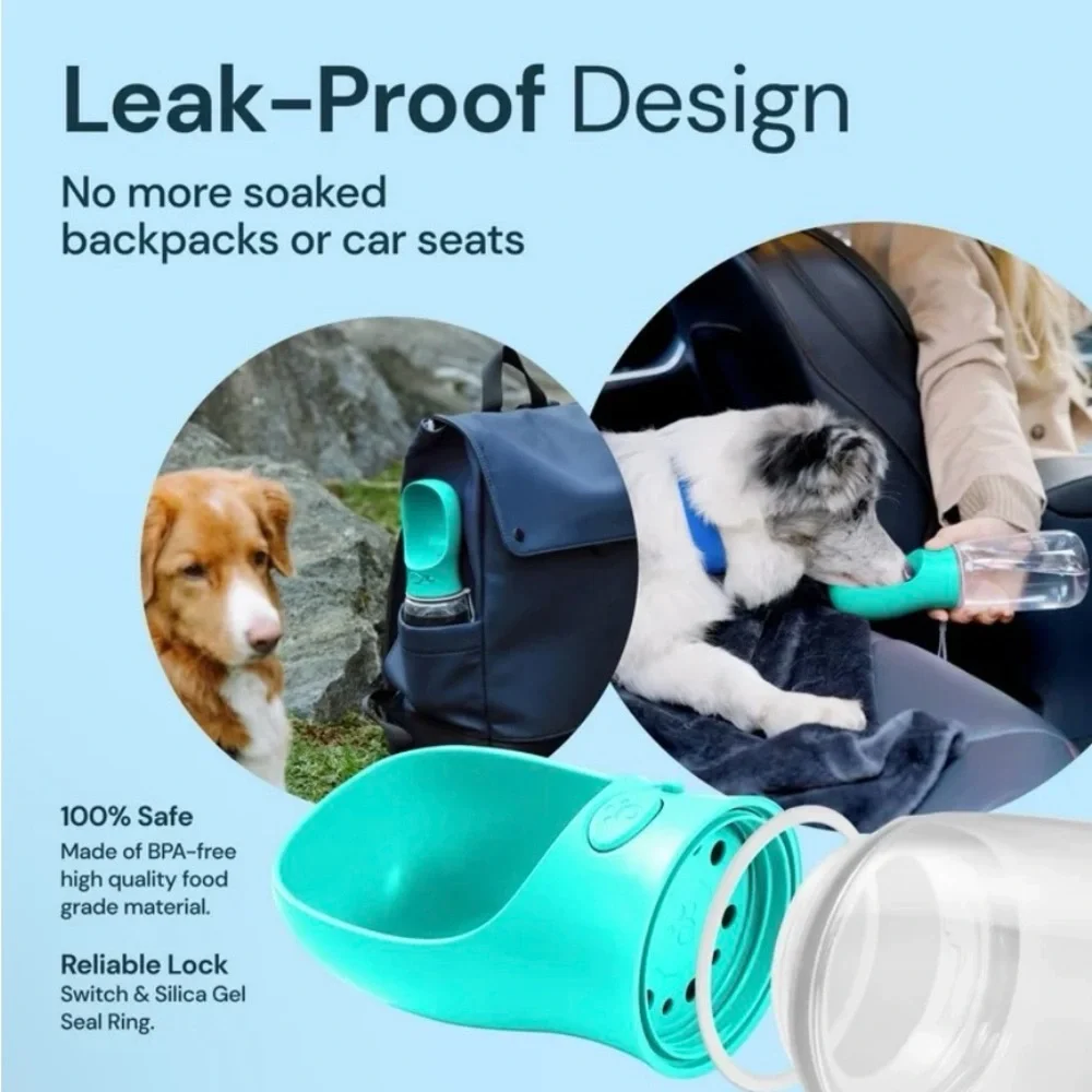 Portable Dog Water Bottle - Teal Blue